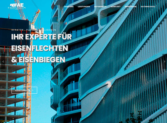 Webseite von AE Eisenflechten GmbH